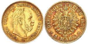 5 Mark Kingdom of Prussia (1701-1918) Gold Wilhelm I, German Emperor (1797-1888)