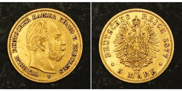 5 Mark Kingdom of Prussia (1701-1918) Gold Wilhelm I, German Emperor (1797-1888)