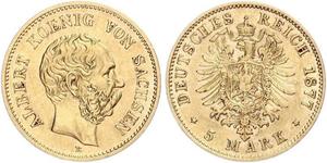 5 Mark Kingdom of Saxony (1806 - 1918) Gold 