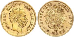 5 Mark Kingdom of Saxony (1806 - 1918) Gold 