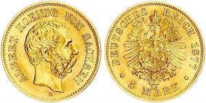 5 Mark Kingdom of Saxony (1806 - 1918) Gold 