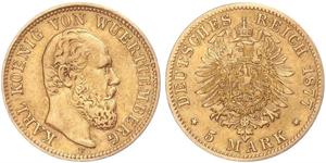 5 Mark Kingdom of Württemberg (1806-1918) Gold Charles I of Württemberg