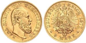 5 Mark Kingdom of Württemberg (1806-1918) Gold Charles I of Württemberg