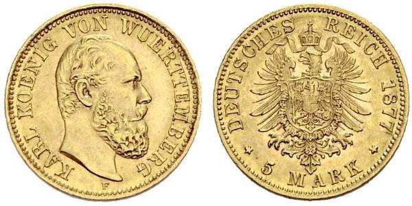 5 Mark Kingdom of Württemberg (1806-1918) Gold Charles I of Württemberg