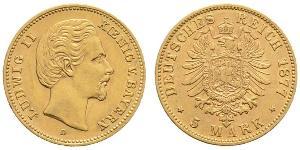 5 Mark Königreich Bayern (1806 - 1918) Gold Ludwig II. (Bayern)(1845 – 1886)