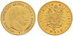 5 Mark Königreich Preußen (1701-1918) Gold Wilhelm I, German Emperor (1797-1888)