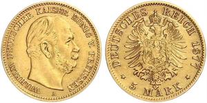 5 Mark Königreich Preußen (1701-1918) Gold Wilhelm I, German Emperor (1797-1888)