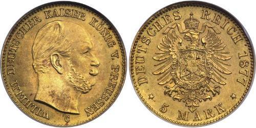 5 Mark Königreich Preußen (1701-1918) Gold Wilhelm I, German Emperor (1797-1888)