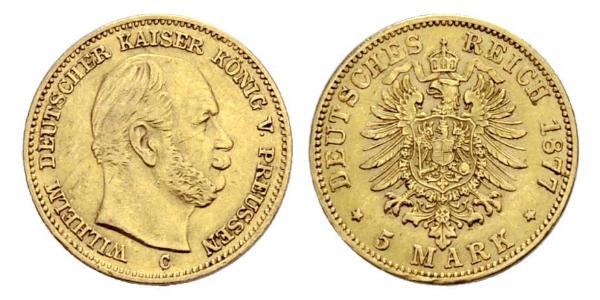 5 Mark Königreich Preußen (1701-1918) Gold Wilhelm I, German Emperor (1797-1888)