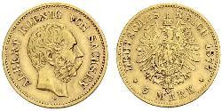5 Mark Königreich Sachsen (1806 - 1918) Gold 