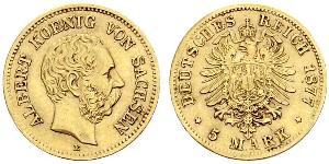 5 Mark Königreich Sachsen (1806 - 1918) Gold 