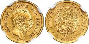 5 Mark Königreich Sachsen (1806 - 1918) Gold 
