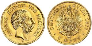 5 Mark Königreich Sachsen (1806 - 1918) Gold 