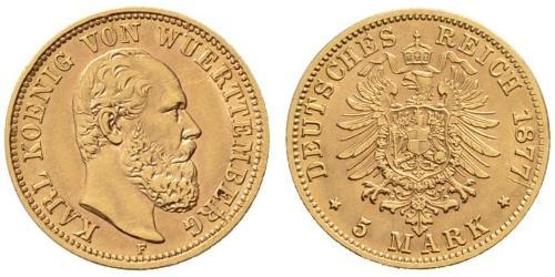 5 Mark Königreich Württemberg (1806-1918) Gold Karl (Württemberg)