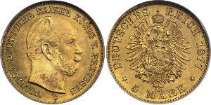 5 Mark Royaume de Prusse (1701-1918) Or Wilhelm I, German Emperor (1797-1888)