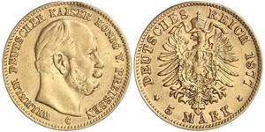 5 Mark Royaume de Prusse (1701-1918) Or Wilhelm I, German Emperor (1797-1888)