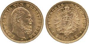 5 Mark Royaume de Wurtemberg (1806-1918) Or Charles Ier de Wurtemberg