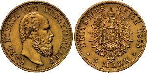 5 Mark Royaume de Wurtemberg (1806-1918) Or Charles Ier de Wurtemberg