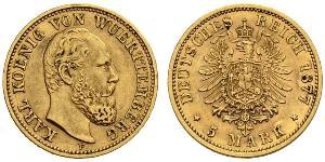 5 Mark Royaume de Wurtemberg (1806-1918) Or Charles Ier de Wurtemberg