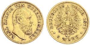 5 Mark Royaume de Wurtemberg (1806-1918) Or Charles Ier de Wurtemberg