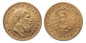 5 Mark Royaume de Wurtemberg (1806-1918) Or Charles Ier de Wurtemberg