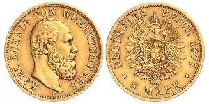 5 Mark Royaume de Wurtemberg (1806-1918) Or Charles Ier de Wurtemberg