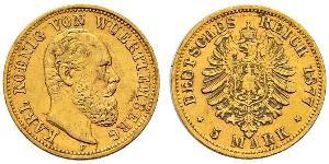 5 Mark Royaume de Wurtemberg (1806-1918) Or Charles Ier de Wurtemberg