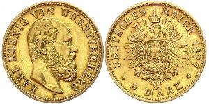 5 Mark Royaume de Wurtemberg (1806-1918) Or Charles Ier de Wurtemberg