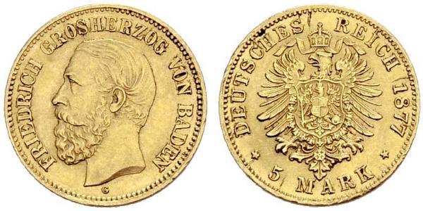 5 Mark Grand Duchy of Baden (1806-1918) Oro Federico I di Baden (1826 - 1907)