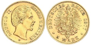 5 Mark Regno di Baviera (1806 - 1918) Oro Ludovico II di Baviera(1845 – 1886)