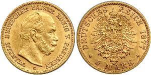 5 Mark Regno di Prussia (1701-1918) Oro Wilhelm I, German Emperor (1797-1888)