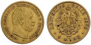 5 Mark Regno di Prussia (1701-1918) Oro Wilhelm I, German Emperor (1797-1888)