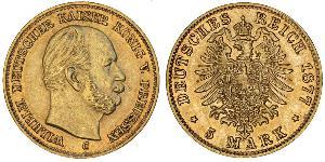 5 Mark Regno di Prussia (1701-1918) Oro Wilhelm I, German Emperor (1797-1888)