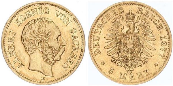5 Mark Regno di Sassonia (1806 - 1918) Oro 