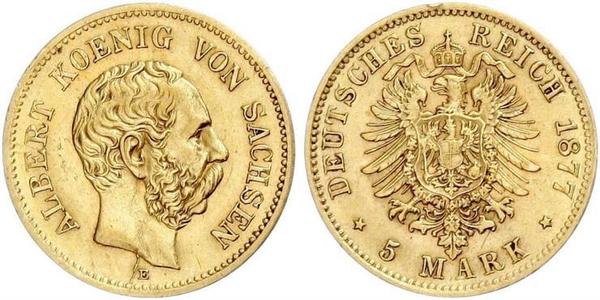 5 Mark Regno di Sassonia (1806 - 1918) Oro 