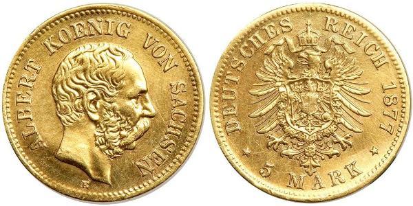 5 Mark Regno di Sassonia (1806 - 1918) Oro 