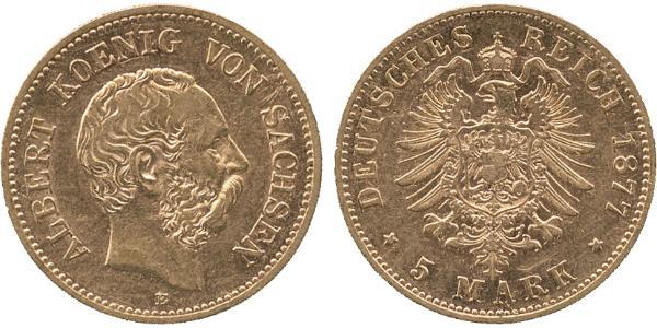 5 Mark Regno di Sassonia (1806 - 1918) Oro 