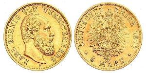 5 Mark Regno di Württemberg (1806-1918) Oro Carlo di Württemberg