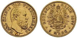 5 Mark Regno di Württemberg (1806-1918) Oro Carlo di Württemberg