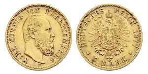 5 Mark Regno di Württemberg (1806-1918) Oro Carlo di Württemberg