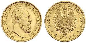 5 Mark Regno di Württemberg (1806-1918) Oro Carlo di Württemberg