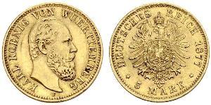 5 Mark Regno di Württemberg (1806-1918) Oro Carlo di Württemberg