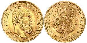 5 Mark Regno di Württemberg (1806-1918) Oro Carlo di Württemberg