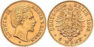 5 Mark Reino de Baviera (1806 - 1918) Oro Luis II de Baviera(1845 – 1886)
