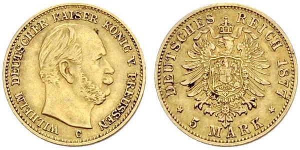 5 Mark Reino de Prusia (1701-1918) Oro Wilhelm I, German Emperor (1797-1888)
