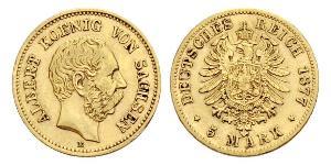 5 Mark Reino de Sajonia (1806 - 1918) Oro 
