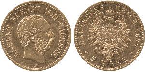 5 Mark Reino de Sajonia (1806 - 1918) Oro 
