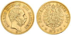 5 Mark Reino de Sajonia (1806 - 1918) Oro 