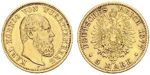 5 Mark Reino de Wurtemberg (1806-1918) Oro Carlos I de Wurtemberg