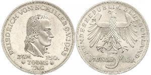 5 Mark Alemania Occidental (1949-1990) Plata Friedrich Schiller